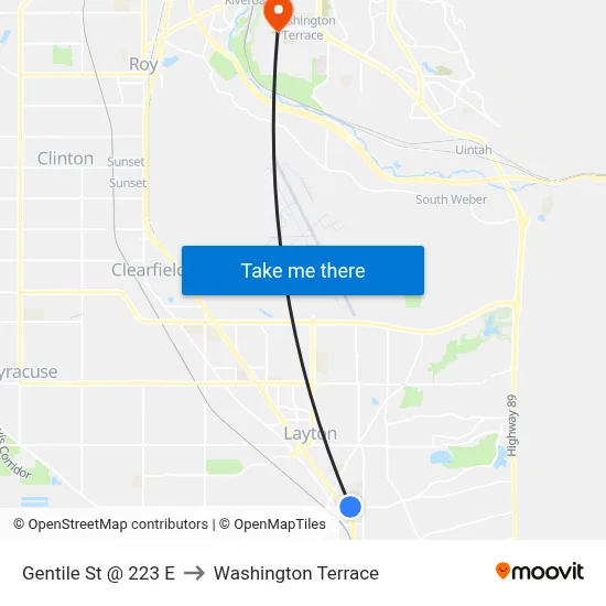 Gentile St / Wasatch Dr (Wb) to Washington Terrace map