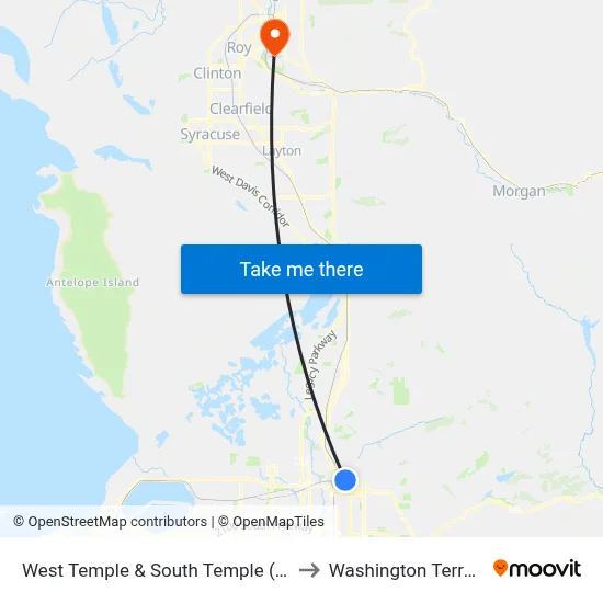 West Temple & South Temple (Nb) to Washington Terrace map