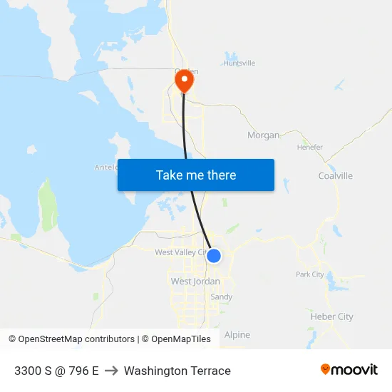 3300 S @ 796 E to Washington Terrace map
