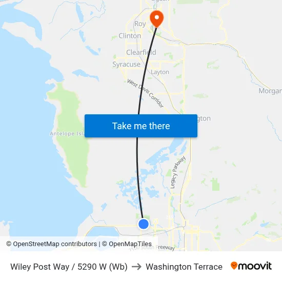 Wiley Post Way / 5290 W (Wb) to Washington Terrace map