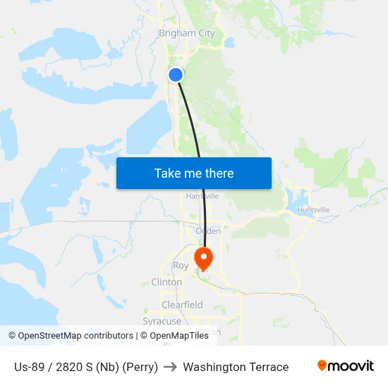 Us-89 / 2820 S (Nb) (Perry) to Washington Terrace map