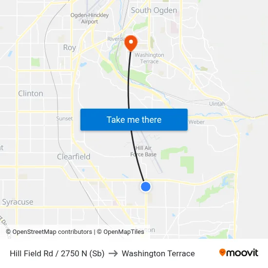 Hill Field Rd / 2750 N (Sb) to Washington Terrace map