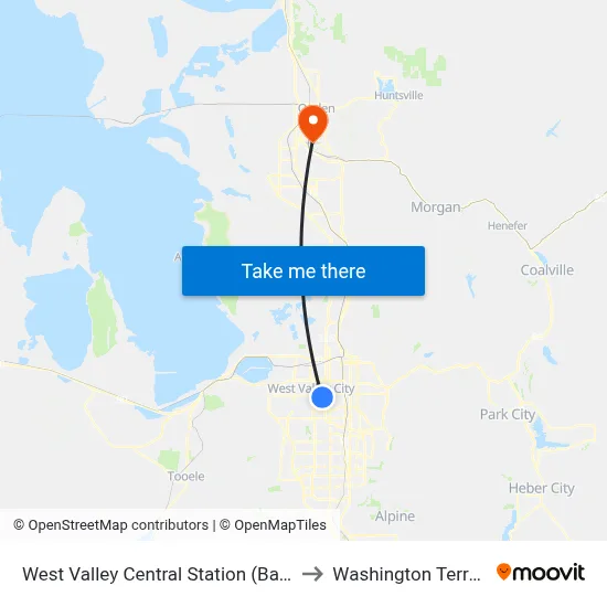 West Valley Central Station (Bay H) to Washington Terrace map