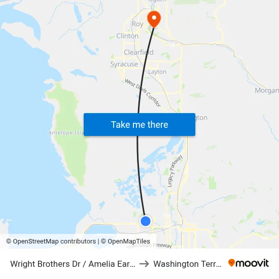 Wright Brothers Dr / Amelia Earhart to Washington Terrace map