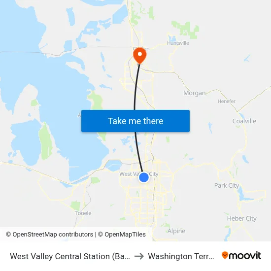 West Valley Central Station (Bay L) to Washington Terrace map