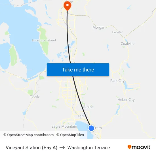 Vineyard Station (Bay A) to Washington Terrace map
