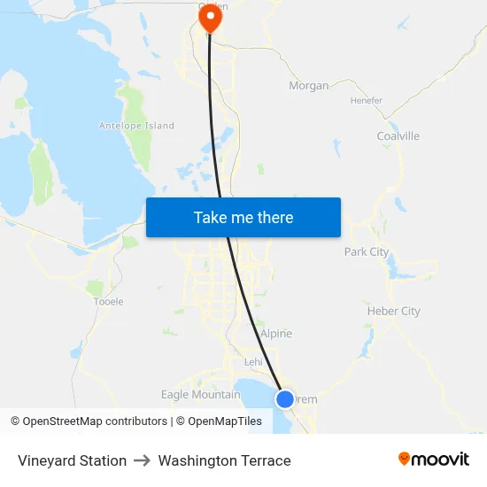 Vineyard Station to Washington Terrace map
