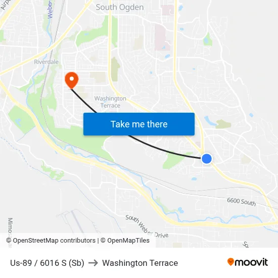 Us-89 / 6016 S (Sb) to Washington Terrace map
