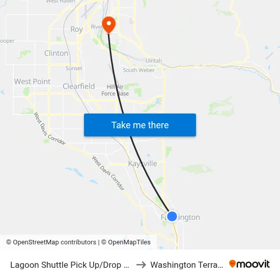 Lagoon Shuttle Pick Up/Drop Off to Washington Terrace map