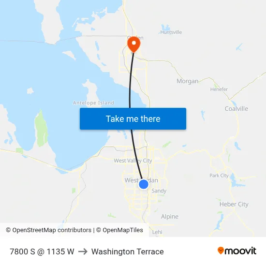 7800 S @ 1135 W to Washington Terrace map