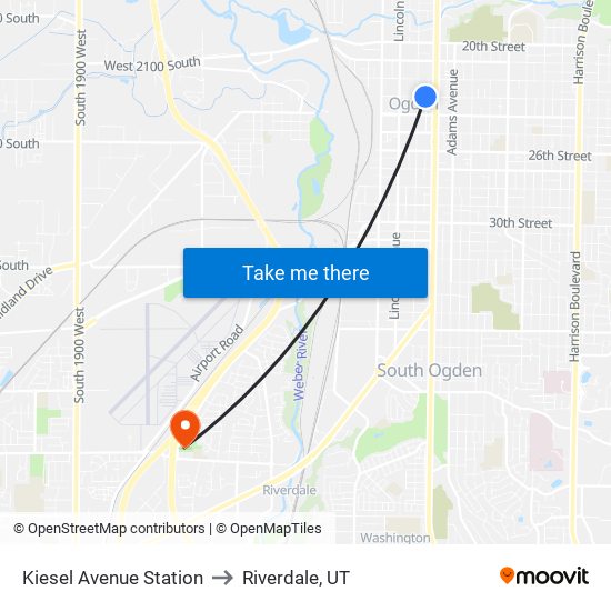 Kiesel Avenue Station to Riverdale, UT map