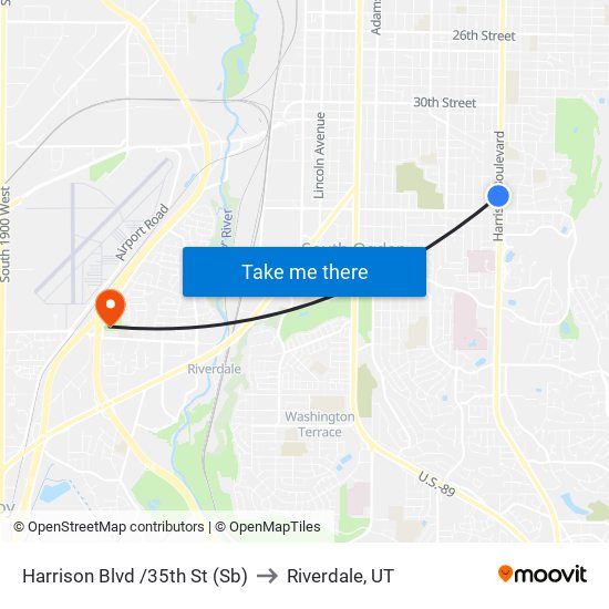 Harrison Blvd /35th St (Sb) to Riverdale, UT map