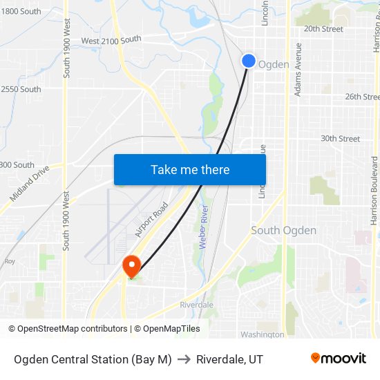 Ogden Central Station (Bay M) to Riverdale, UT map