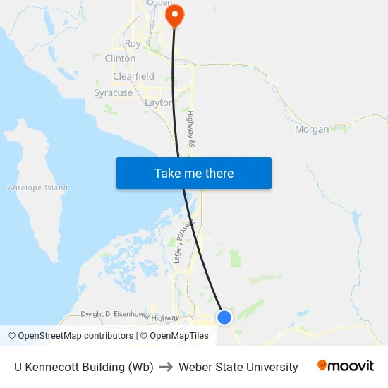 U Kennecott Building (Wb) to Weber State University map