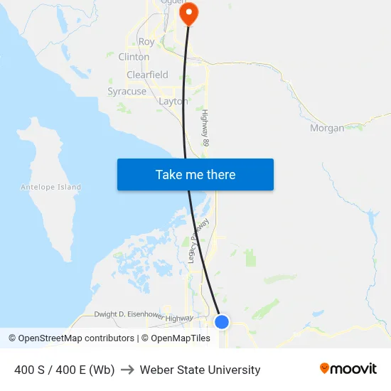 400 S / 400 E (Wb) to Weber State University map