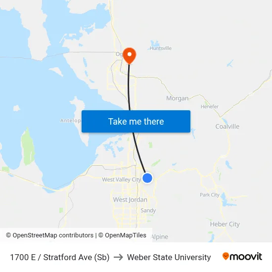 1700 E / Stratford Ave (Sb) to Weber State University map