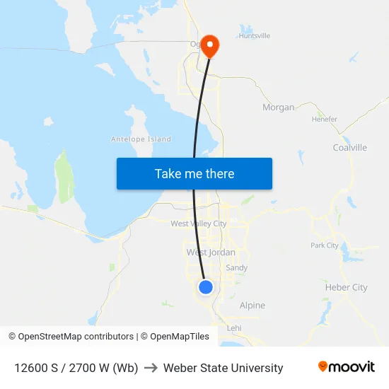 12600 S / 2700 W (Wb) to Weber State University map