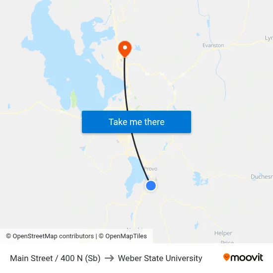 Main Street / 400 N (Sb) to Weber State University map