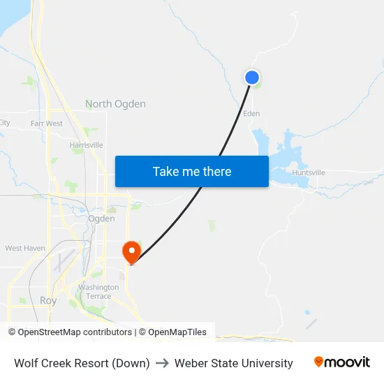 Wolf Creek Resort (Down) to Weber State University map