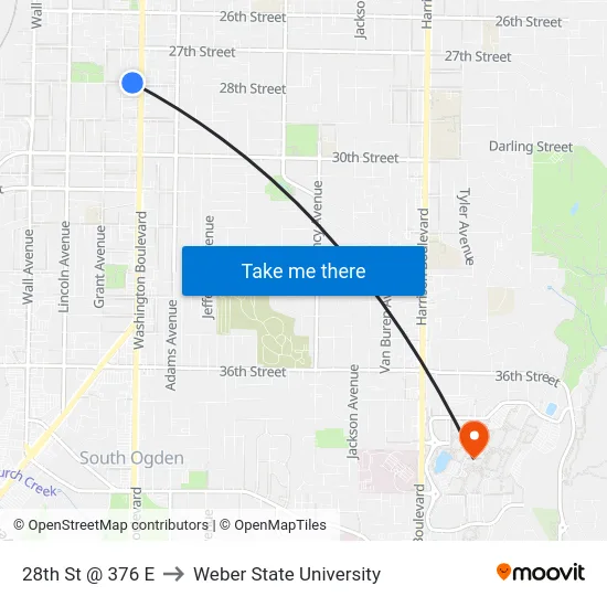 28th St @ 376 E to Weber State University map