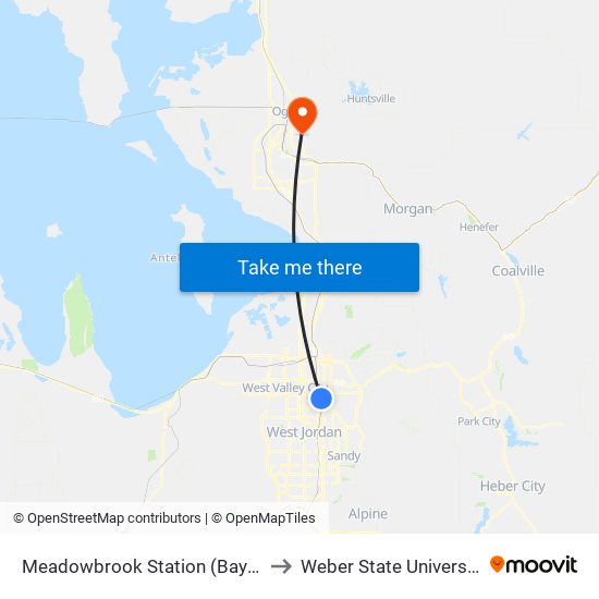 Meadowbrook Station (Bay A) to Weber State University map