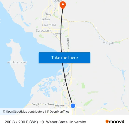 200 S / 200 E (Wb) to Weber State University map