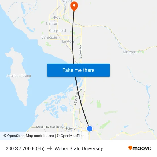 200 S / 700 E (Eb) to Weber State University map