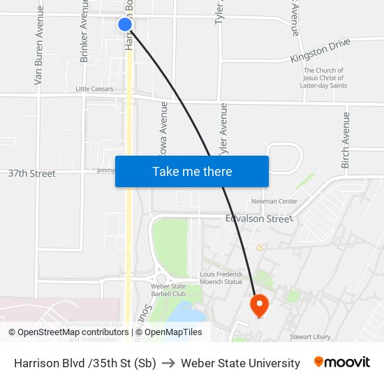 Harrison Blvd /35th St (Sb) to Weber State University map