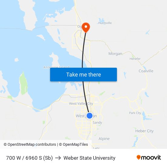 700 W / 6960 S (Sb) to Weber State University map