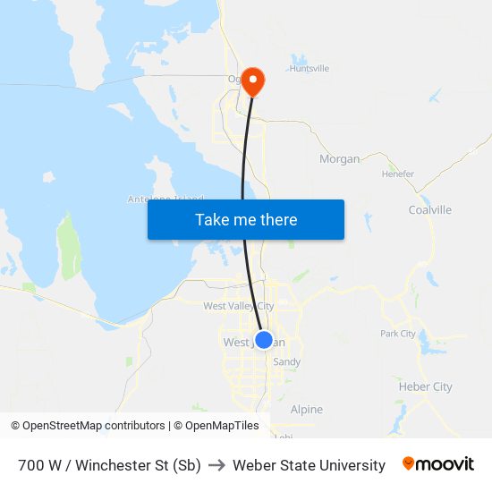 700 W / Winchester St (Sb) to Weber State University map