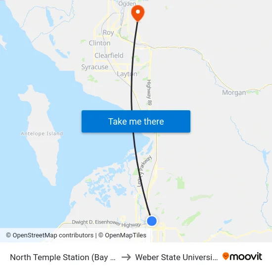 North Temple Station (Bay A) to Weber State University map
