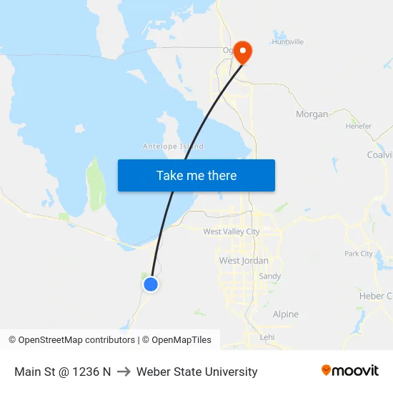 Main St @ 1236 N to Weber State University map