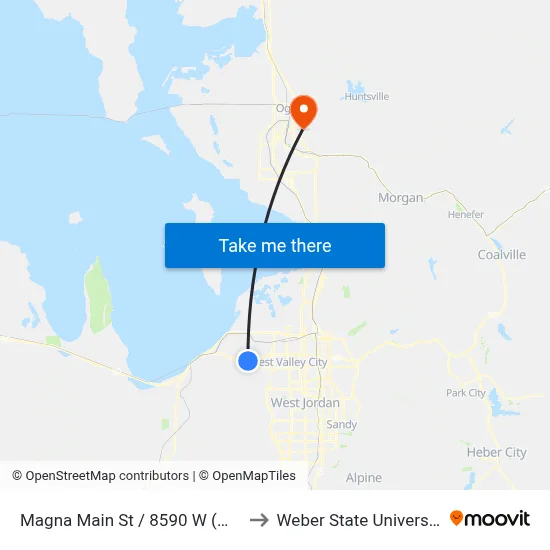 Magna Main St / 8590 W (Wb) to Weber State University map