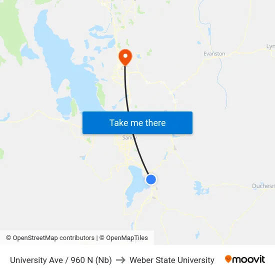 University Ave / 960 N (Nb) to Weber State University map