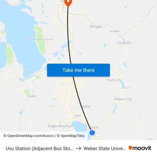 Uvu Station (Adjacent Bus Stop Wb) to Weber State University map