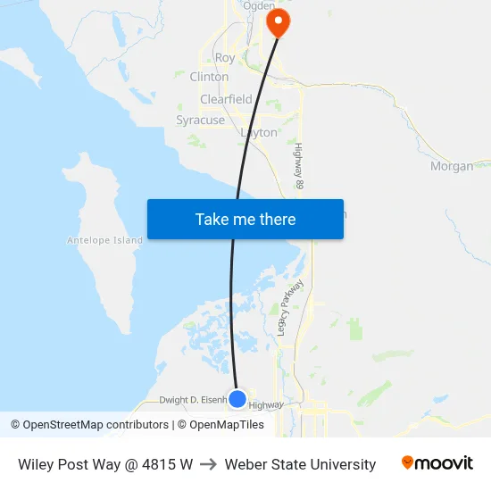Wiley Post Way @ 4815 W to Weber State University map