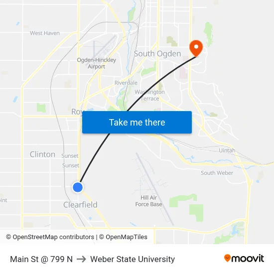 Main St @ 799 N to Weber State University map