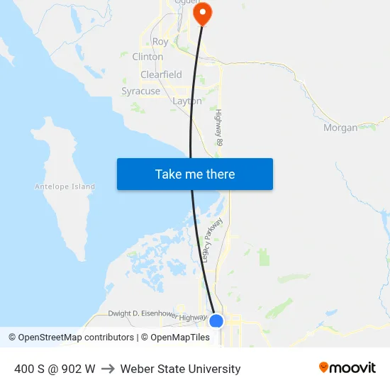 400 S @ 902 W to Weber State University map