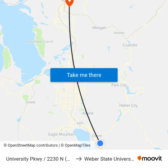 University Pkwy / 2230 N (Nb) to Weber State University map