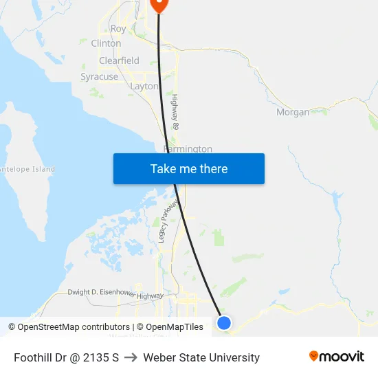 Foothill Dr @ 2135 S to Weber State University map