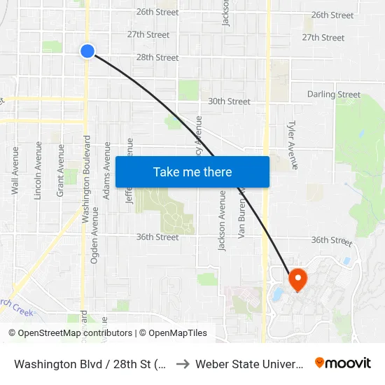 Washington Blvd / 28th St (Nb) to Weber State University map