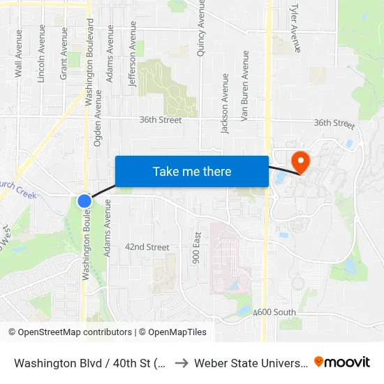 Washington Blvd / 40th St (Sb) to Weber State University map