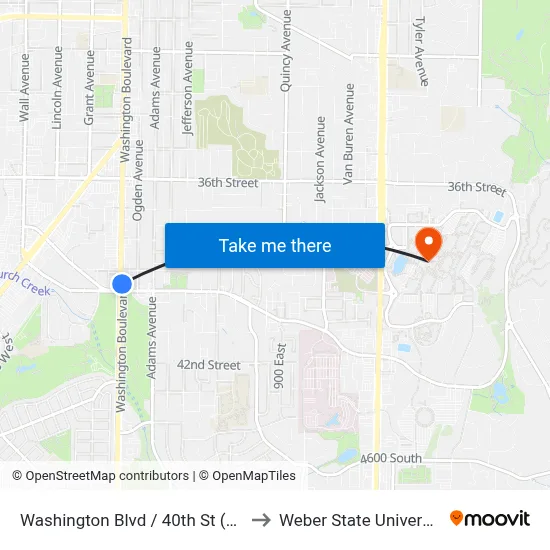 Washington Blvd / 40th St (Nb) to Weber State University map