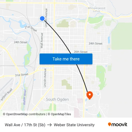 Wall Ave / 17th St (Sb) to Weber State University map