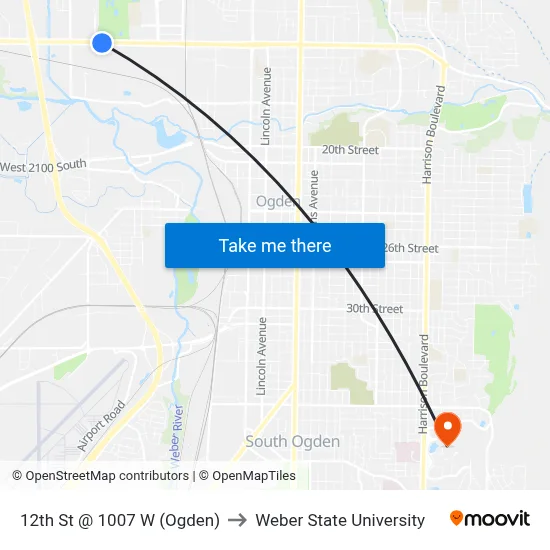 12th St @ 1007 W     (Ogden) to Weber State University map