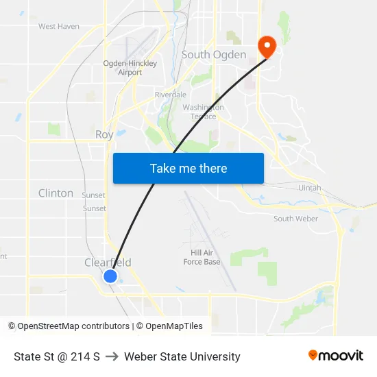 State St @ 214 S to Weber State University map