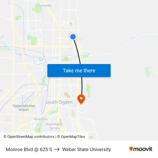 Monroe Blvd @ 625 S to Weber State University map