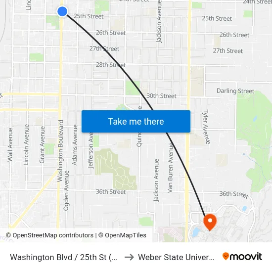 Washington Blvd / 25th St (Nb) to Weber State University map