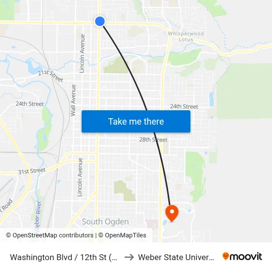 Washington Blvd / 12th St (Nb) to Weber State University map