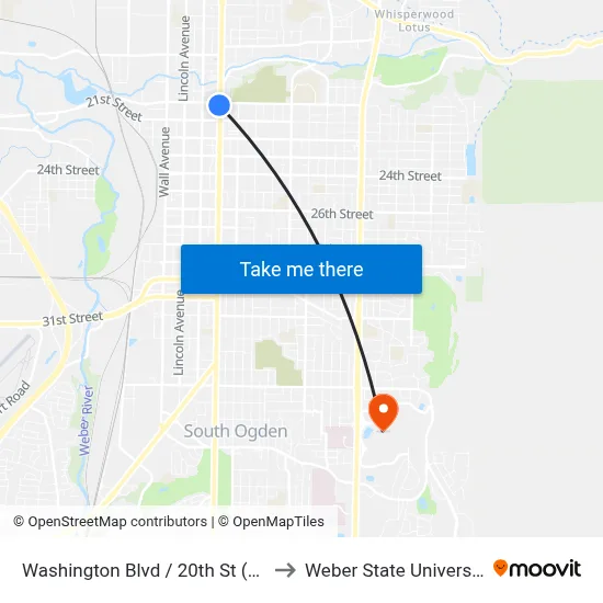 Washington Blvd / 20th St (Sb) to Weber State University map